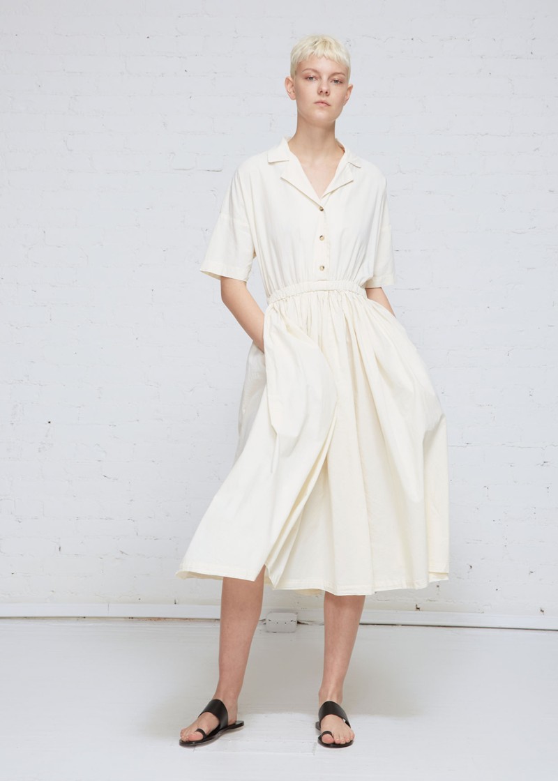 LINEN DRESS WITH PUFF SLEEVES